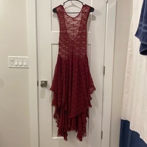 Intimately Free People Red Layered Lace Dress